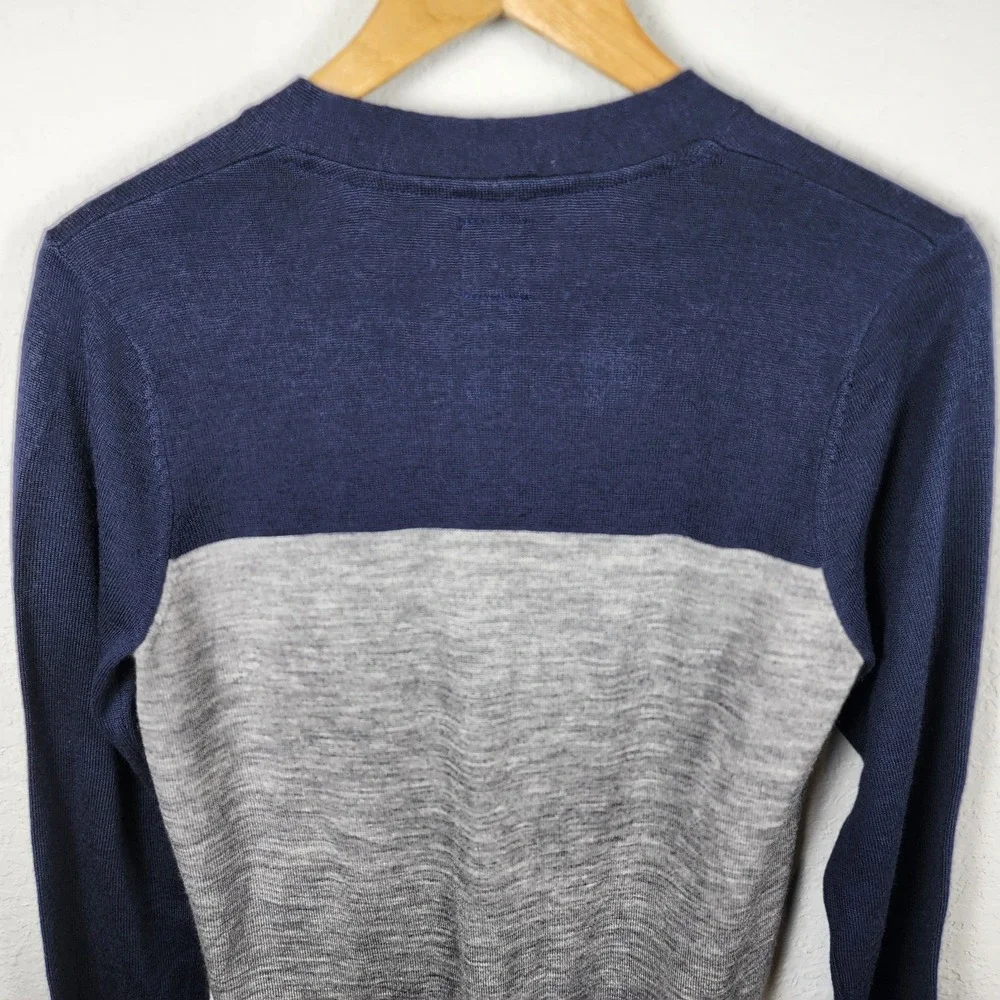 Goodale Cardigan Sweater‎ Mens Small Navy Gray Wool Blend Patch Pockets Casual